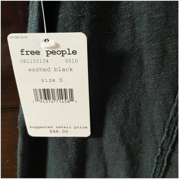 Free People Boho Flowy Black Scoop Neck Top Size Small - Picture 5 of 9